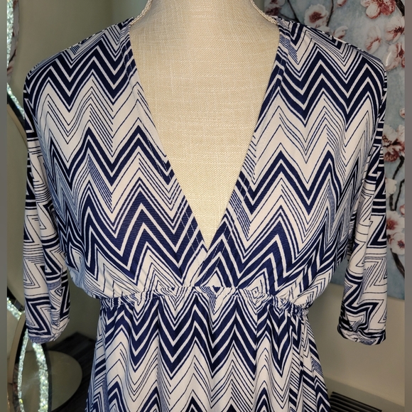 Navy Blue and White Dress - Picture 2 of 6